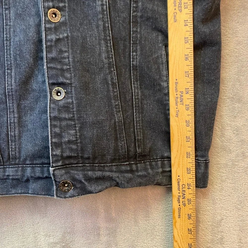 Rude Mens Washed Black Denim Vest Sleeveless Trucker Jacket Size MD RN120684